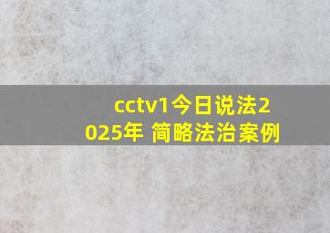 cctv1今日说法2025年 简略法治案例